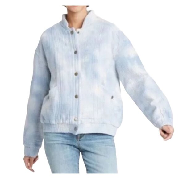 Universal Thread Blue Cloud Tie Dye Snap Closure Jacket Size L - Picture 1 of 9